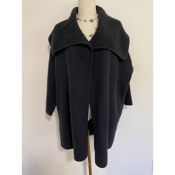 Vince Jacket Womens Small Black Wool Shawl Cardigan Sweater Quiet Luxury Minimal - Picture 12 of 13